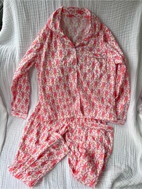 Pink Monkey Print Pajama Set polyerester